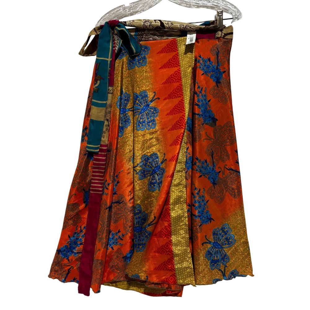 Darn Good Sari Wrap Skirt Reversible Silk 8-20 Midi hippie boho festival fairy
